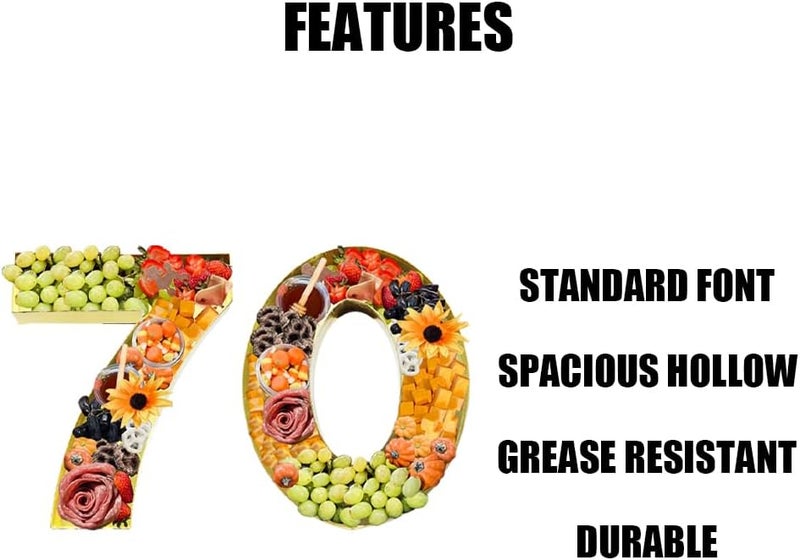 WENPACK 12inch Cardboard Number Fillable Cutouts Paper Mache for Charcuterie Sweet Food Birthday Treat (Gold, 70) - Image 2